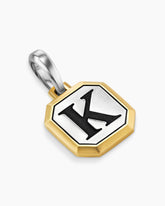 K Initial Amulet in Sterling Silver with 14K Yellow Gold, 17mm